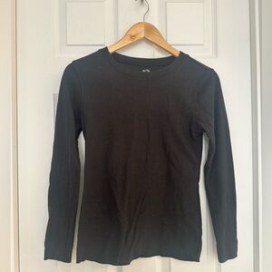 Black Ribbed Long Sleeve Thermal Top – Fruit of the Loom - Small